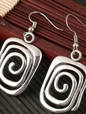 Silver Spiral Drop Earrings for Women